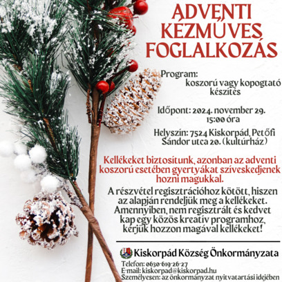 Adventi kézműves foglalkozás